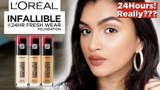 Loreal Infallible FRESH WEAR Foundation  FULL DAY Wear Test  BeautiCo [upl. by Neit]