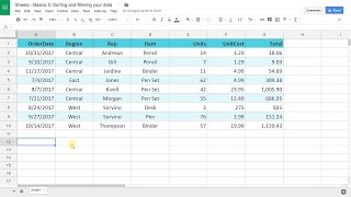 Google Sheets Basics 5  Sort and Filter [upl. by Deehahs]