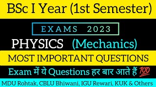 BSc I Year 1st Semester Physics Mechanics Most Important Questions 2024 DearPari [upl. by Rebah]