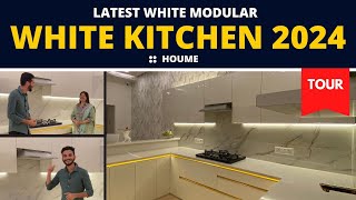 Modular Kitchen tour video 2024 I white modular kitchen design ideas in hindi  PART 1 houmeindia [upl. by Olivier]