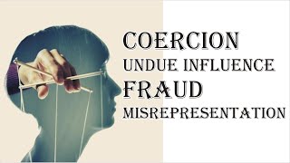 Coercion Undue Influence Fraud Misrepresentation  Indian Contract Act 1872  Law Guru [upl. by Teloiv]