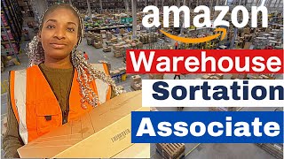 A Day in my life working at AMAZON Warehouse  Sortation Associate [upl. by Ellinej]