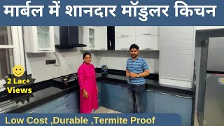 New Modular Kitchen Tour 2023 I Marble Kitchen I Laminate Finish I Kitchen Design Ideas I [upl. by Ethan]