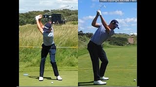 Justin Thomas golf swing  Long Iron faceon amp downtheline July 2017 [upl. by Ernaline273]