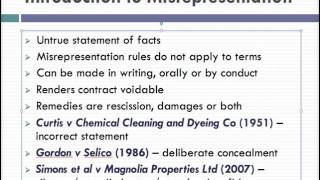 Misrepresentation Lecture 1 of 4 [upl. by Naujit]