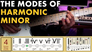 Demonstrating The Modes of Harmonic Minor MUSIC THEORY  SCALES [upl. by Aztiraj518]